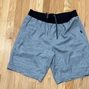 Men’s Prana Heathered Gray Athletic Shorts with Black Waistband